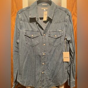 Make an offer!!  MOTHER Light Blue Denim Snap Shirt size Large